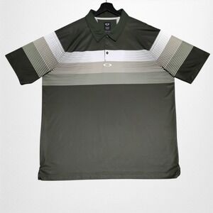 Oakley Polo Shirt Mens XXL Green Colorblock Performance Golf Casual Preppy